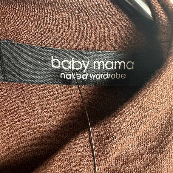 NWT Baby Mama Naked Wardrobe Womens High Neck Brown Jumpsuit Short Romper Small - Picture 7 of 9